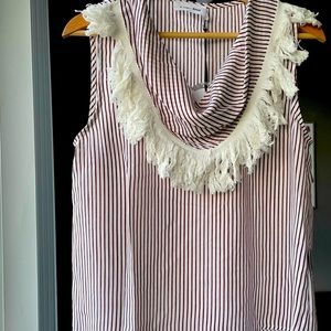 Striped Cowl Neck Sleveless Top